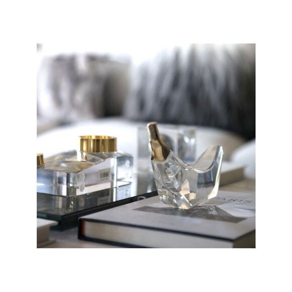 Elegant Crystal Banana Figurine with Gold Accent - Picture 2 of 3